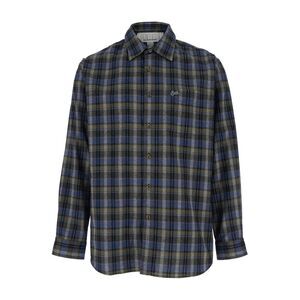 Erl Men Grey Long-Sleeved Shirt With Check Motif In Cotton Blend Man